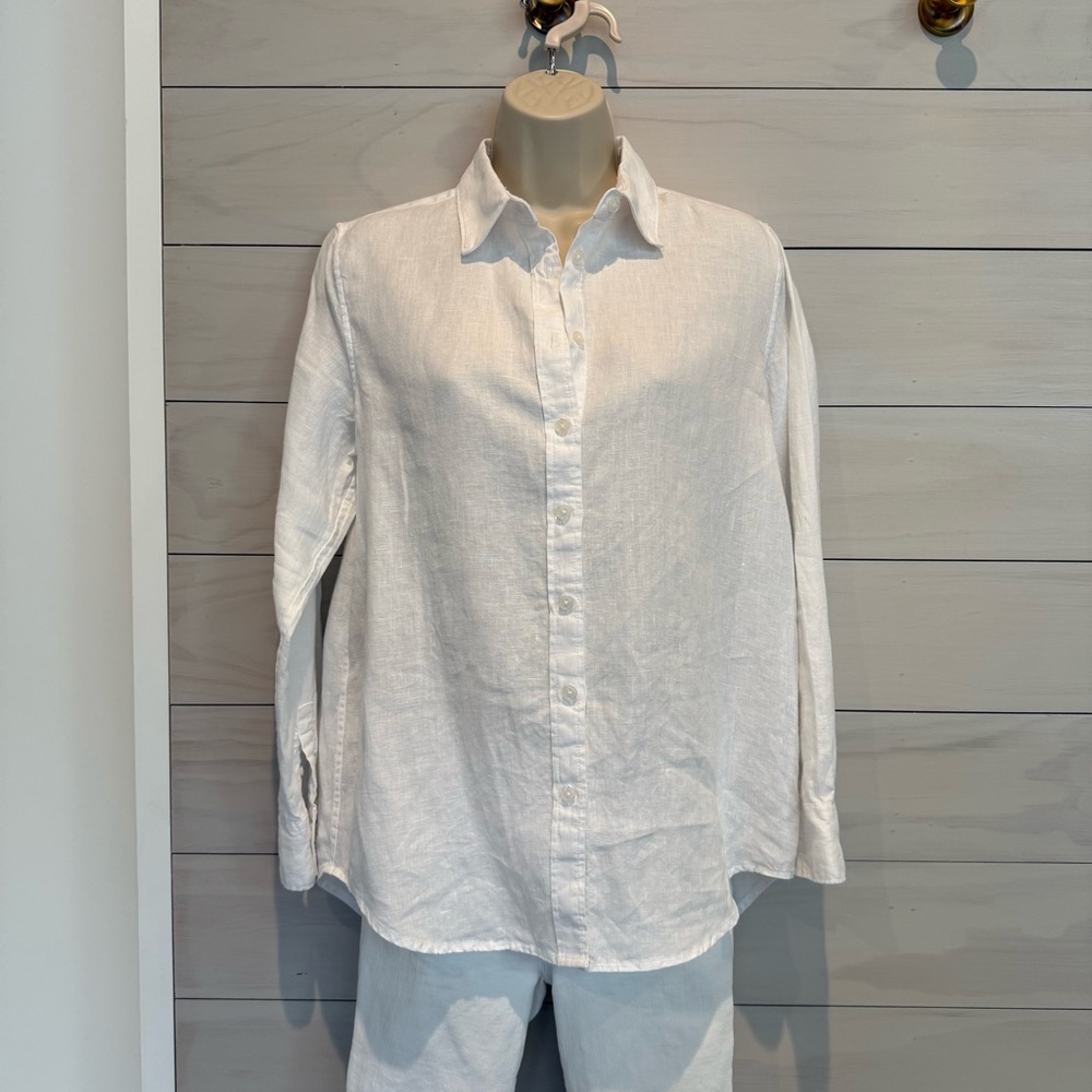 Quince White 100% European Linen Button-Down Shirt | XS